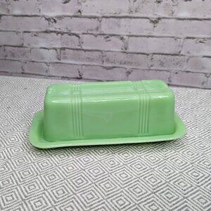 Jade glass Butter Dish - SUPER CUTE!!! Vintage / Retro
